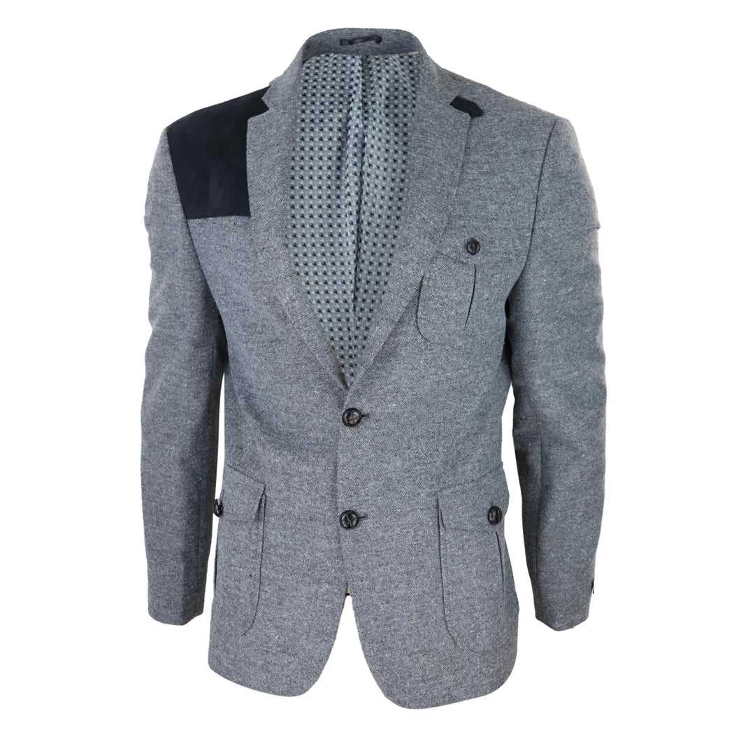 Men s Wool Tweed Shooting Jacket Hunting GreyTruClothing
