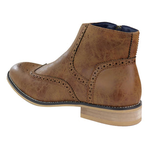 Mens Zip-Up Brogue Boots-TruClothing