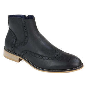 Mens Zip-Up Brogue Boots-TruClothing