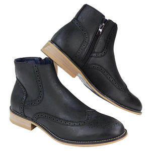 Mens Zip-Up Brogue Boots-TruClothing
