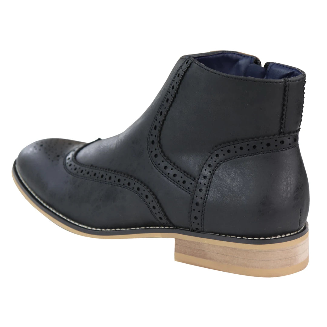 Mens Zip-Up Brogue Boots-TruClothing