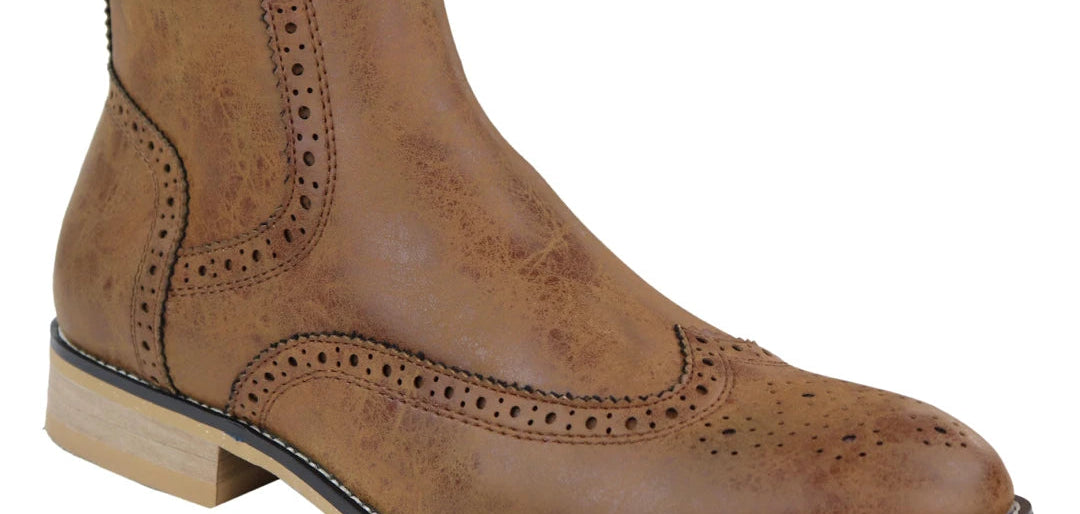 Mens Zip-Up Brogue Boots-TruClothing