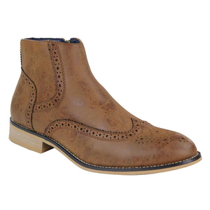 Mens Zip-Up Brogue Boots-TruClothing