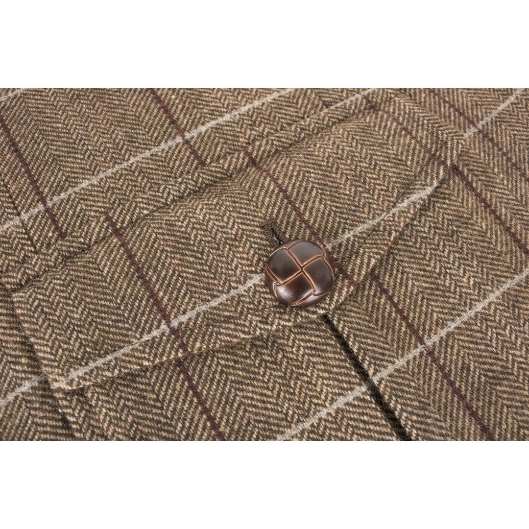 Mens oak-Brown Tweed Check Classic Hunting Jacket-TruClothing
