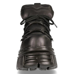 NEW ROCK 106N-S52 TOWER SHOES Metallic Black Leather Boots-TruClothing
