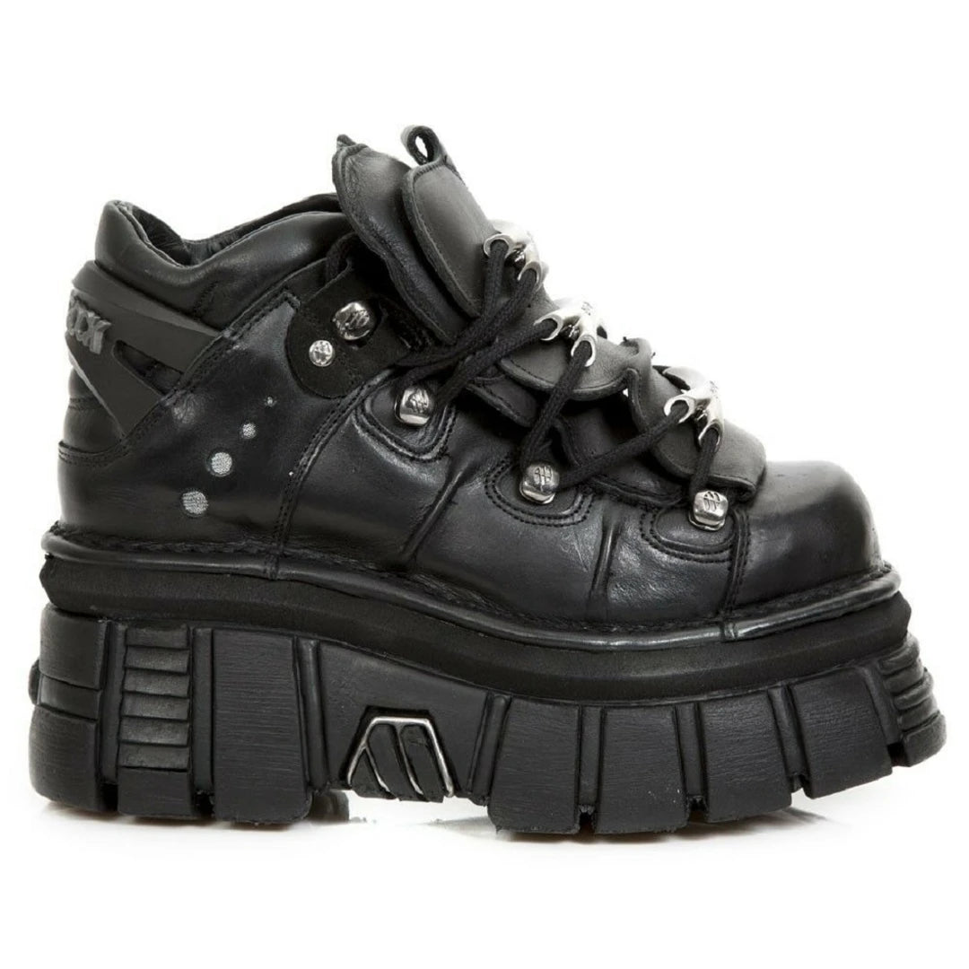 NEW ROCK M.106-S29 TOWER SHOES Metallic Black Leather-TruClothing