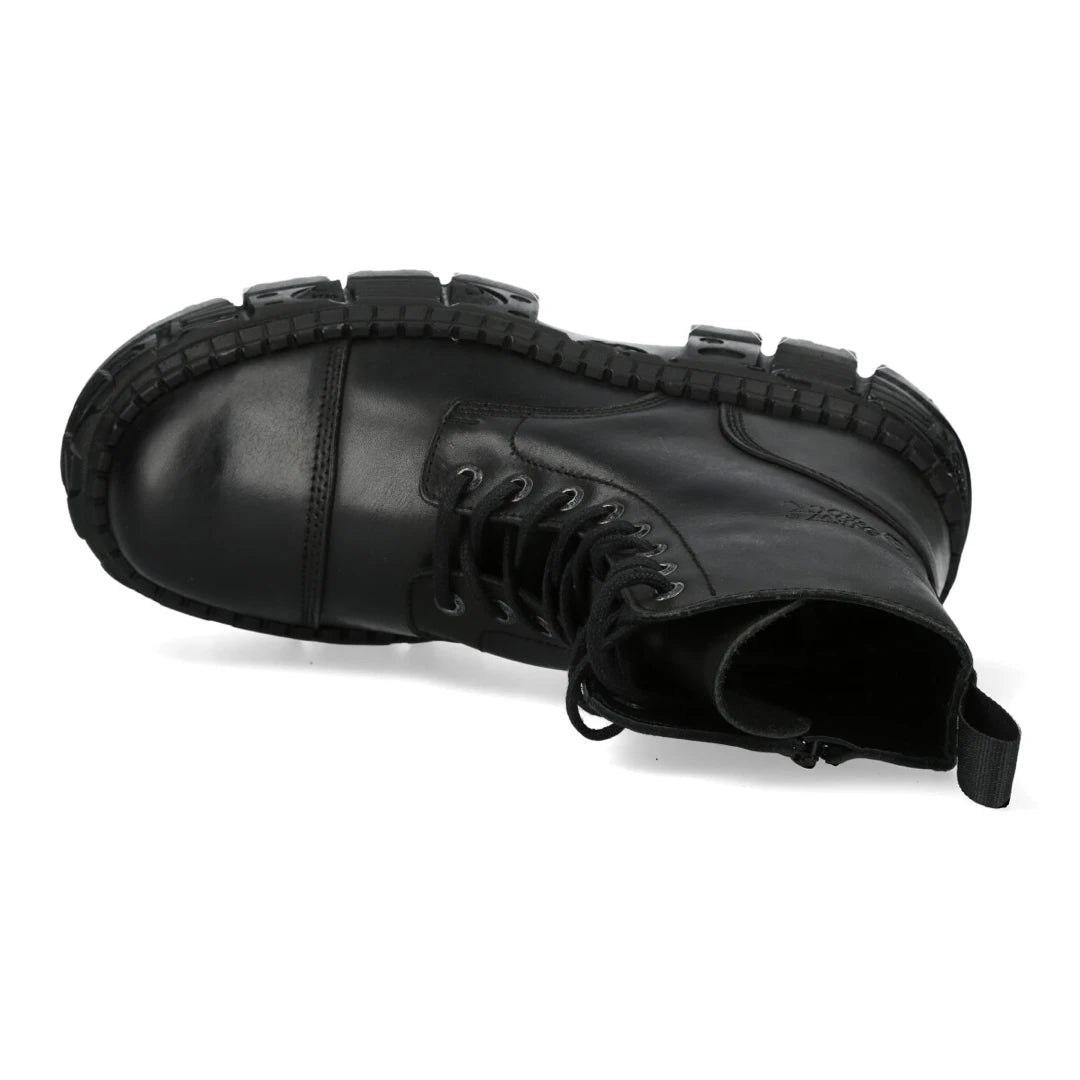 New Rock Boots Punk WALL083C-S5 Unisex Metallic Black Leather Platform Gothic EMO-TruClothing