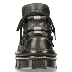 New Rock M-215-S6 Unisex Metallic Black 100% Leather Goth Techno Biker Boots-TruClothing