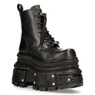 New Rock MILI083CCT-C4 Metallic Black Leather Military Boots Punk Goth Rock-TruClothing