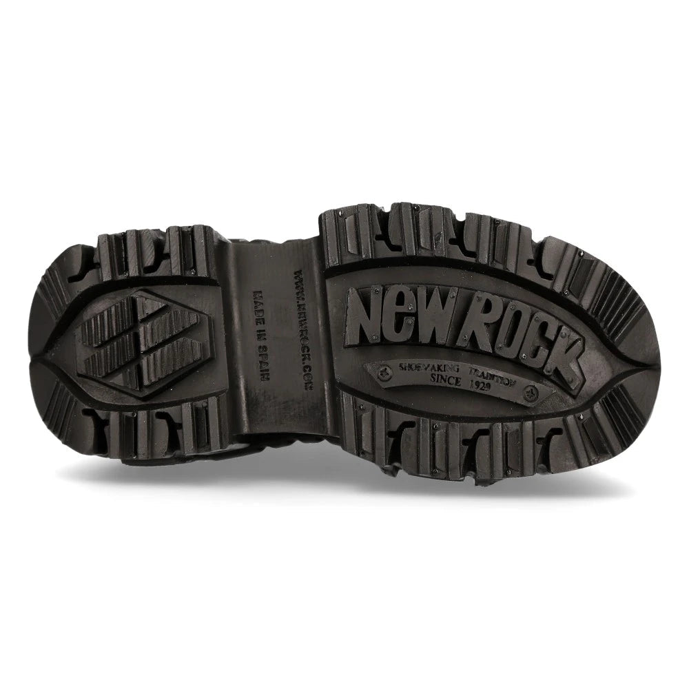 New Rock MILI083CCT-C4 Metallic Black Leather Military Boots Punk Goth Rock-TruClothing