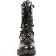New Rock TR001-S1 Ladies Trail Black 100% Leather Gothic Punk Lace Boots-TruClothing