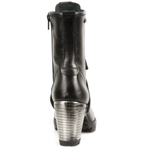 New Rock TR001-S1 Ladies Trail Black 100% Leather Gothic Punk Lace Boots-TruClothing