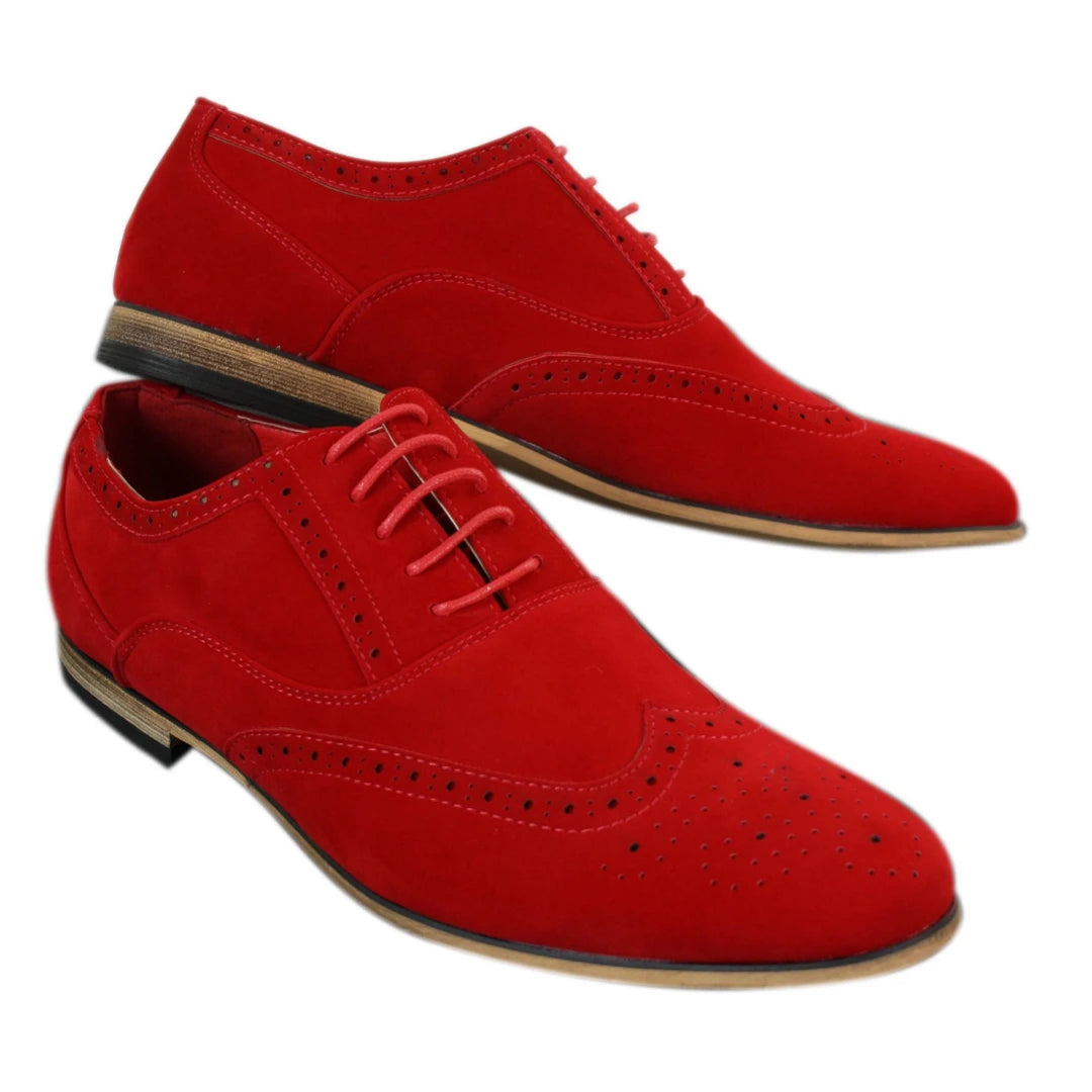 Patron 238 Mens Suede Leather Brogues Smart Casual Red Brown Navy Black Laced Shoes Retro-TruClothing