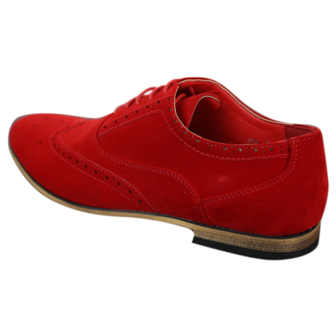 Patron 238 Mens Suede Leather Brogues Smart Casual Red Brown Navy Black Laced Shoes Retro-TruClothing