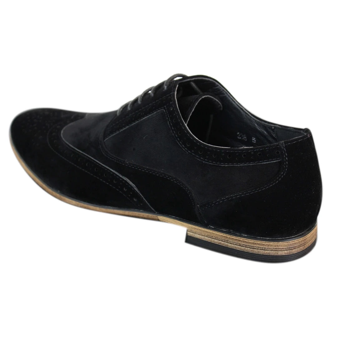 Mens black suede brogue shoes Clearance