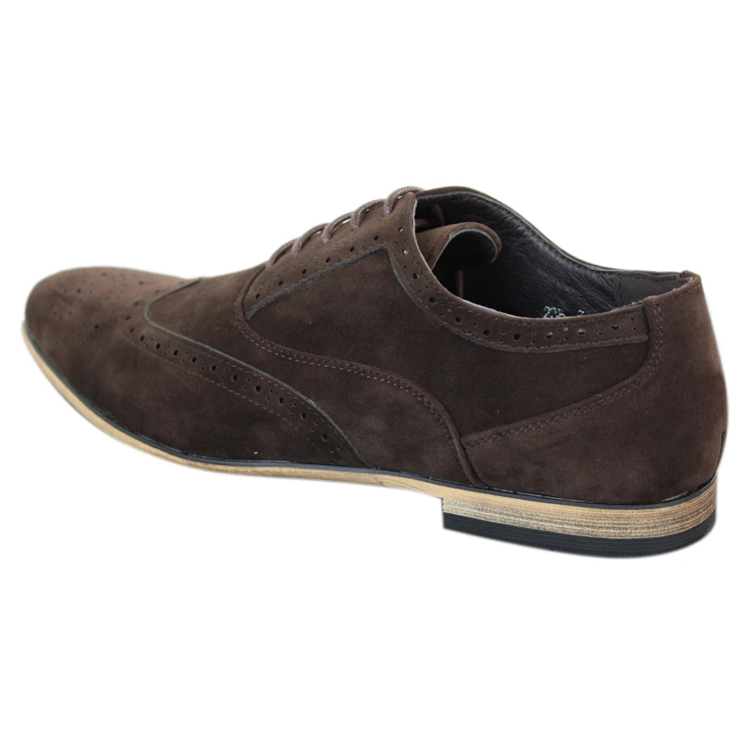 Mens Italian Leather & Suede Laced Smart Casual Brown Navy Black