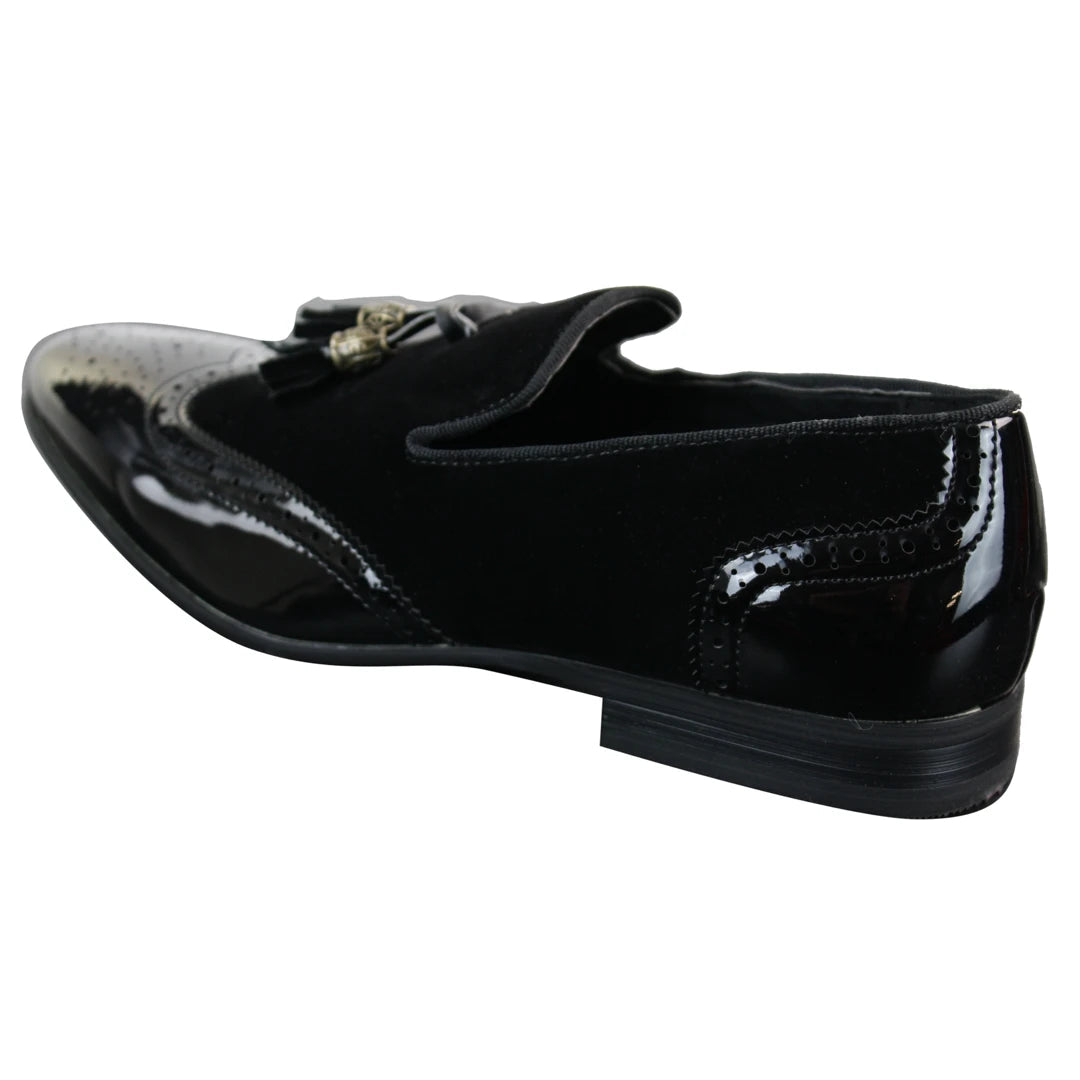Shiny black sales loafers mens