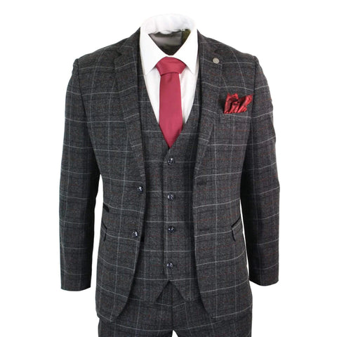 Mens gray tweed suit clearance