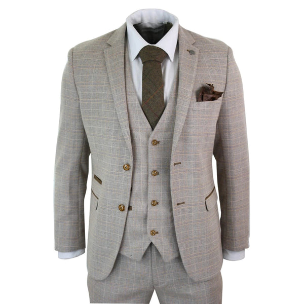 Men's Tweed Wool Slim Fit Formal Wedding Business Suit 3 Piece Set