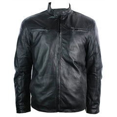 Retro Casual Men's Biker Jacket in Genuine Black Leather-TruClothing