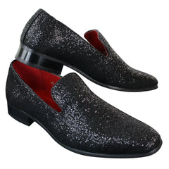 Rossellini Eastend Mens Shiny Black Slip On Glitter Shoes Party Smart Patent Leather Black-TruClothing