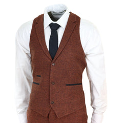 Rust Herringbone Tweed 3 Piece Suit-TruClothing