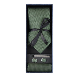 Satin Silk Textured Tie Gift Set Pocket Square Cuff Links Tie Matt Satin-TruClothing