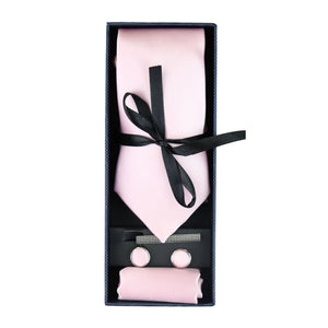 Satin Silk Tie Gift Set Pocket Square Cuff Links Tie Shiny Satin-TruClothing