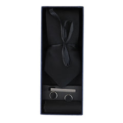Satin Silk Tie Gift Set Pocket Square Cuff Links Tie Shiny Satin-TruClothing