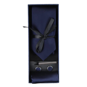 Satin Silk Tie Gift Set Pocket Square Cuff Links Tie Shiny Satin-TruClothing