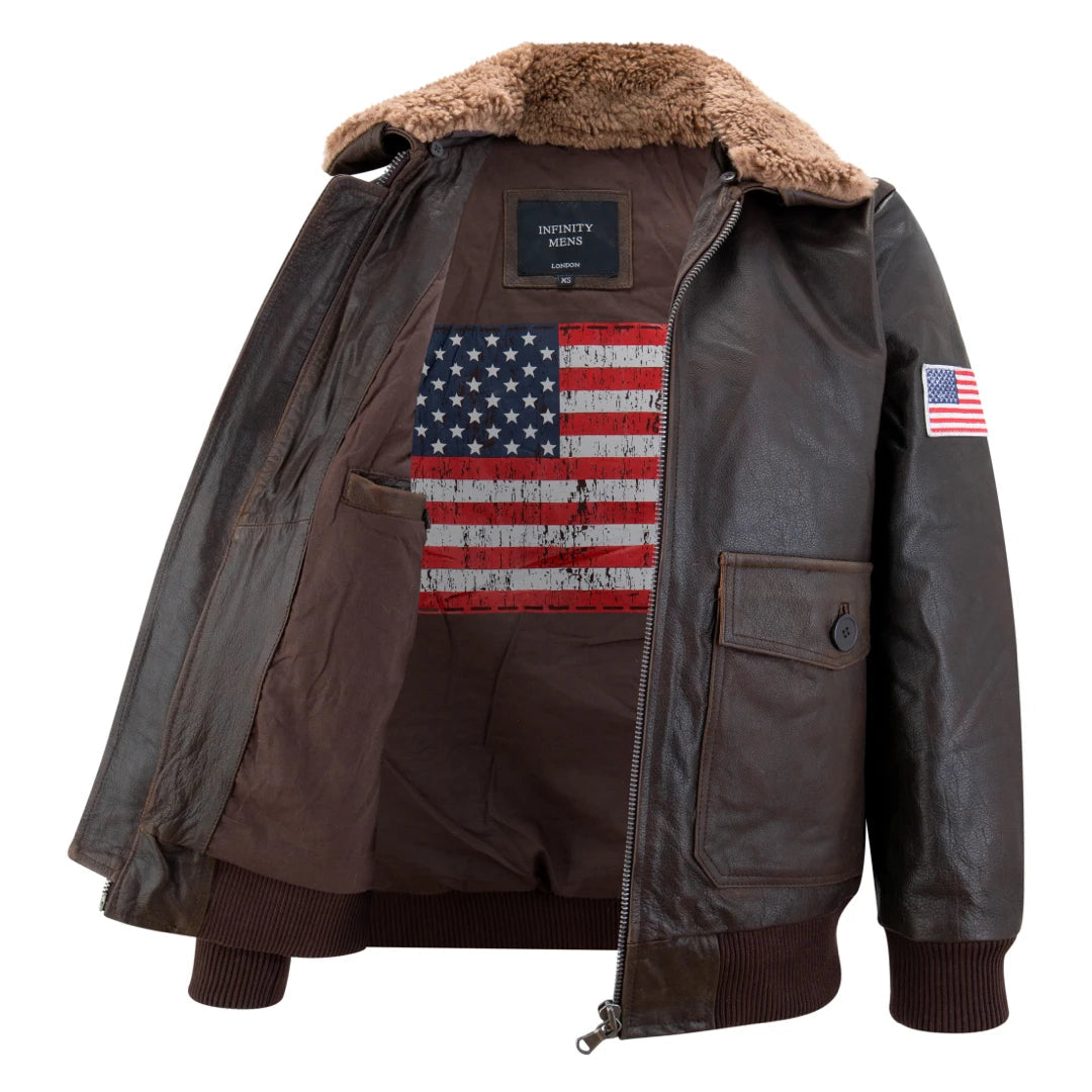 Us air force leather 2025 bomber jacket