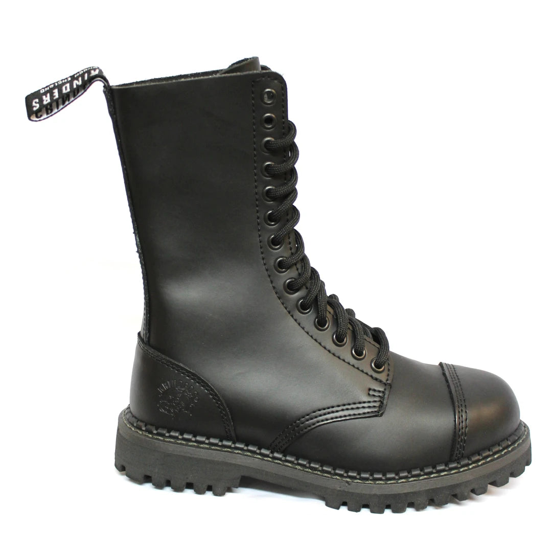 Unisex Real Leather Military Boots Black Ginders Herald Punk Rock Safety Steel Toe-TruClothing