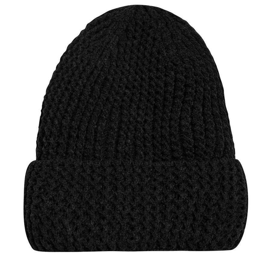 W6464 - Wełniana czapka beanie unisex gruba na zimę - Czarny - King Ice - 1