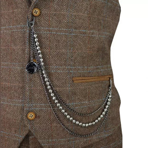 Waistcoat Pocket Chain Silver Clock Pendant Silver Bead Pocket Hook Vintage-TruClothing
