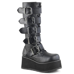 Wedge Knee High Boots Demonia TRASHVILLE 518 Boots Unisex Goth Punk EMO Platform-TruClothing