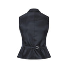 Women Black Blazer Waistcoat Tweed Herringbone Wool Classic Smart Casual Vintage 1920s-TruClothing