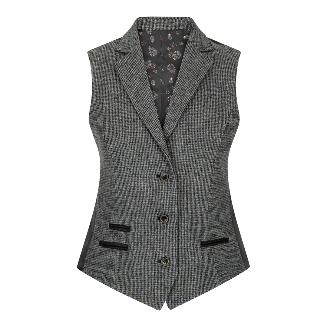 Women Grey Tweed Herringbone Trousers 1920's Peaky Tailored Fit Vintage Retro-TruClothing