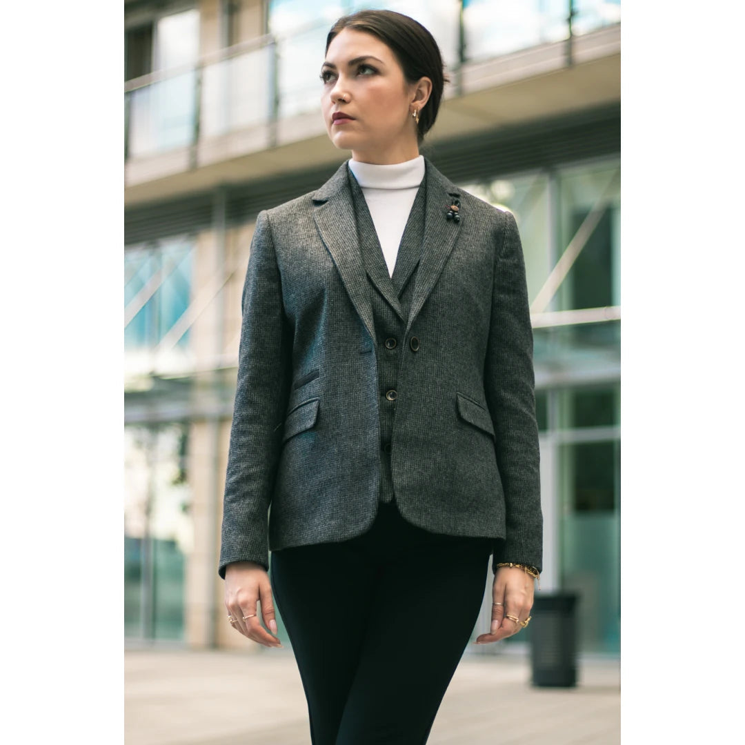 Women Suit Gray Casual Blazer & High Waist Pant Office Lady Notched Jacket  Pant Suits Korean Femme 2 pieces set… | Suits for women, Elegant pants suits,  Work outfit