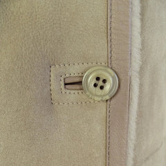 Women's Beige 3/4 Length Morino Sheepskin Jacket-TruClothing