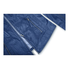 Womens Leather Biker Jacket - Royal Blue-TruClothing