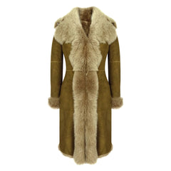 Womens Luxury Toscana 3/4 Coat Real Sheepskin Beaver Shearling Suede Jacket-TruClothing