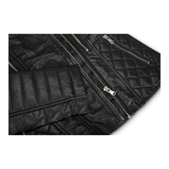 Womens Quilted Design Slim Fit Leather Jacket-TruClothing