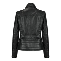 Womens Quilted Design Slim Fit Leather Jacket-TruClothing