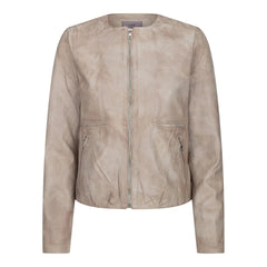 Womens Real Leather Beige Biker Jacket Retro Classic Motorcycle Smart Casual-TruClothing