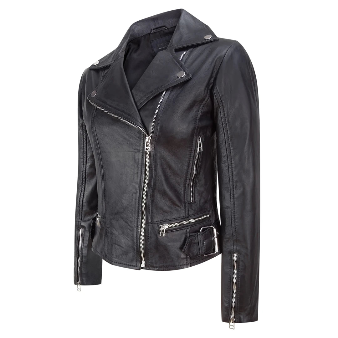Womens Real Leather Biker Jacket-TruClothing