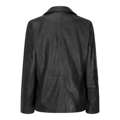 Womens Real Leather Blazer Jacket Short 1 Buton Brown Tan Black Classic Retro-TruClothing