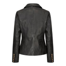 Womens Real Leather Jacket Short Retro Vintage Medieval Goth Punk Black Gold-TruClothing