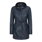 Womens Real Leather Peacoat Hooded Parka Jacket Navy Blue Brown Tailored Fit 3/4 Long-TruClothing