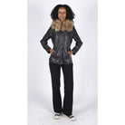 Womens Real Leather Short Parka Jacket Coat Fur Hood Zipped Brown Tan Black-TruClothing