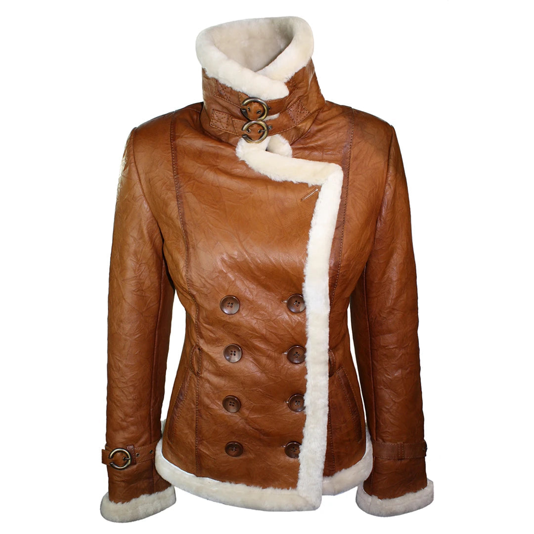 Tan shearling 2025 jacket womens